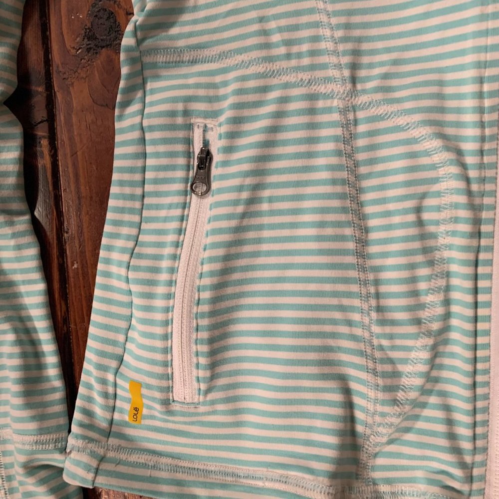 Lole Essential X-Small Blue & White Stripe UPF 50 Full Zip Cardigan Jacket EUC - Picture 7 of 12